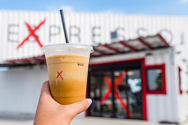 Expresso is a new coffee drive-through located on The Strip (Highway 76), easily recognized by its unique shipping container building